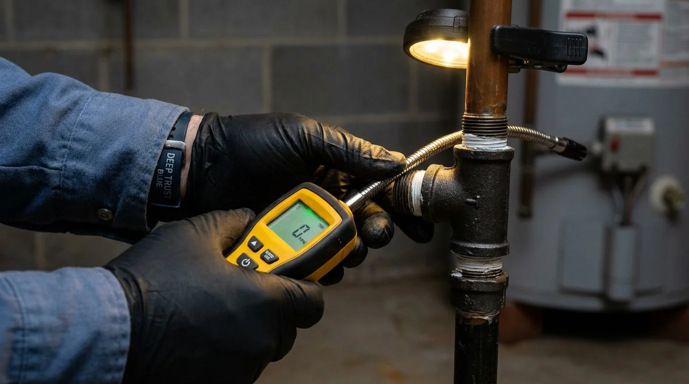 Gas leak detection with electronic sniffer by Johns Plumbing LLC in Fallston