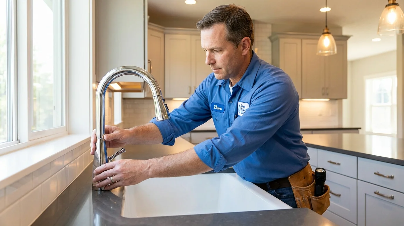 Kitchen faucet installation by Johns Plumbing LLC in Fallston