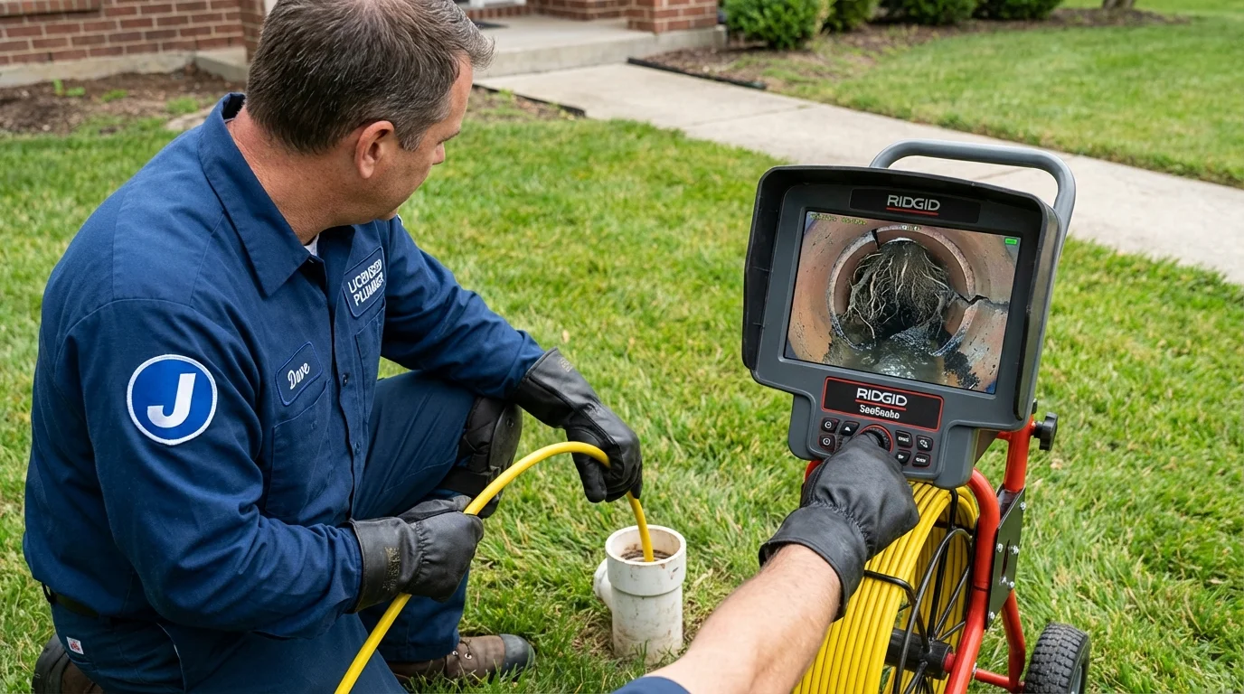 Sewer camera inspection being performed by Johns Plumbing LLC in Fallston